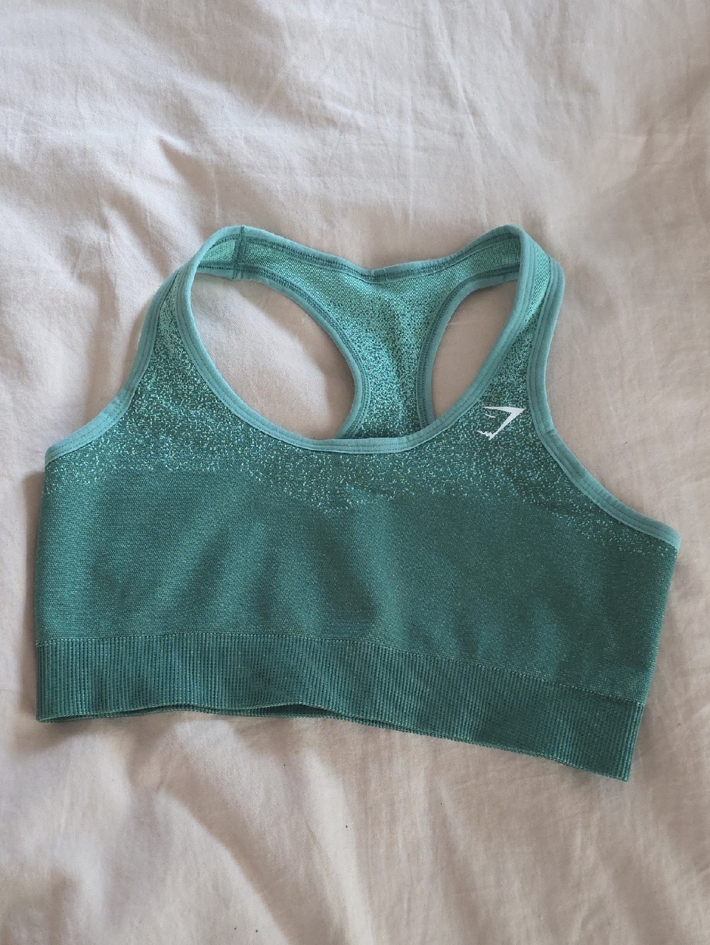 Gymshark Green Ombre Seamless Racerback Sports Bra with Subtle Speckle